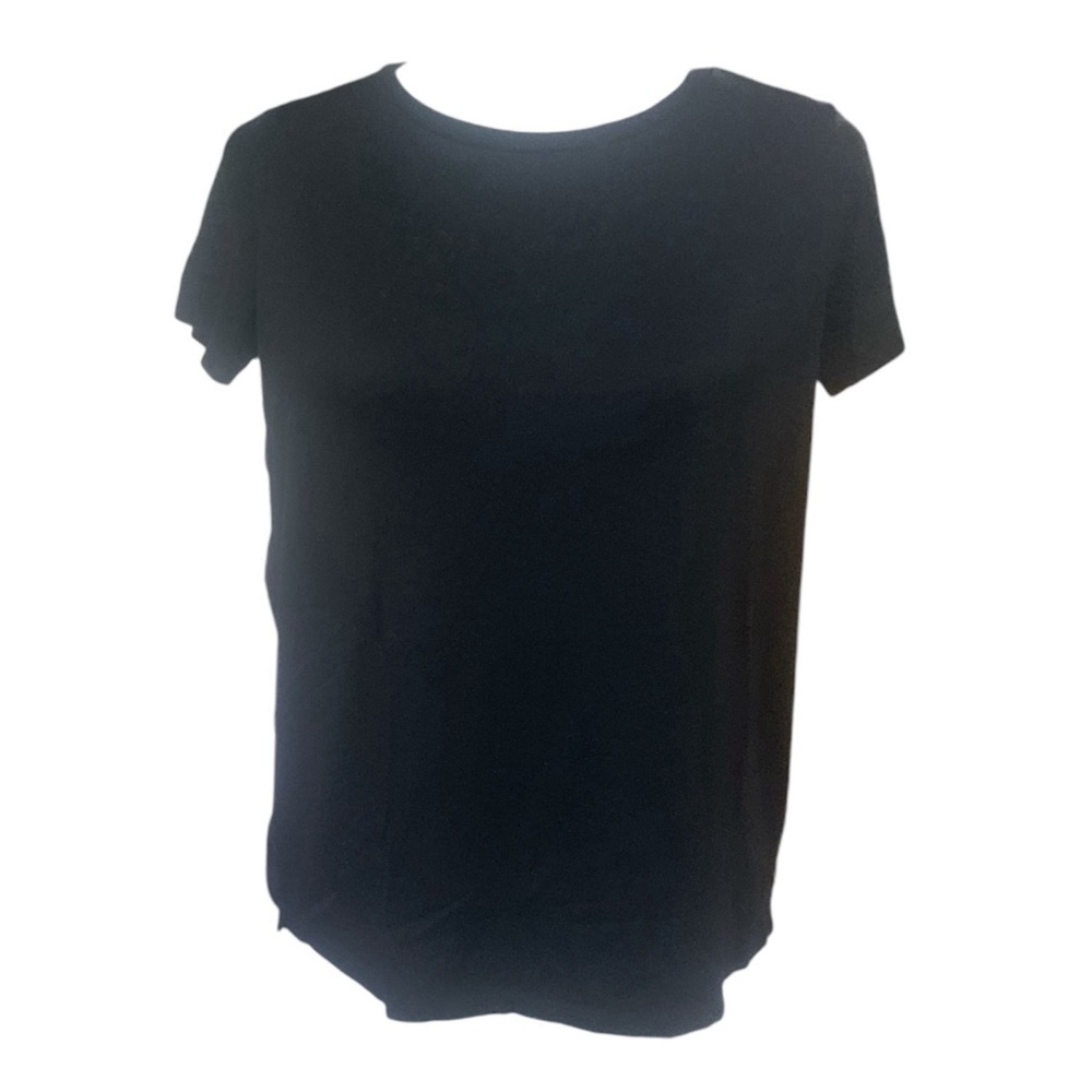 Forever 21 Blouse Black with a Sheer Back Short Sleeves Blouse Size S - Picture 3 of 4